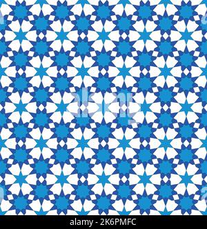 Background seamless pattern based on traditional islamic art. Blue colors. Stock Vector