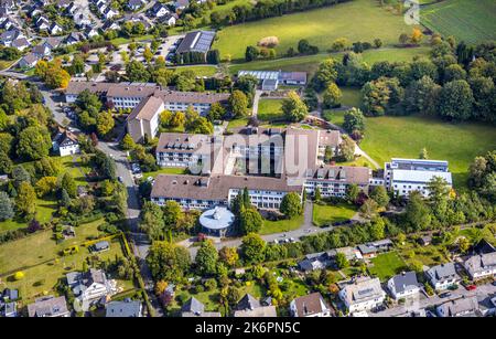 Aerial view, mountain monastery Bestwig, Sisters of St. Mary Magdalene Postel, Bestwig, Ruhr area, North Rhine-Westphalia, Germany, DE, Europe, Monast Stock Photo
