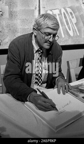 David Hockney, British painter and photographer, at the International Center of Photograpy (ICP) during one of his exhibits, New York, USA Stock Photo