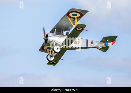 Nieuport 17 N1977 ‘G-BWMJ’ airborne at the Race Day airshow held at Shuttleworth on the 2nd October 2022 Stock Photo