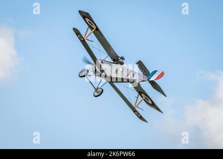 Nieuport 17 N1977 ‘G-BWMJ’ airborne at the Race Day airshow held at Shuttleworth on the 2nd October 2022 Stock Photo