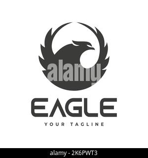 Eagle Rising Wings Logo Design Vector Template Circle Shape. Eagle logo design inspiration, symbol icon, template. can be used for companies Stock Vector