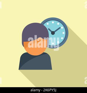 Remote hour clock icon flat vector. Office time. Home job isolated ...