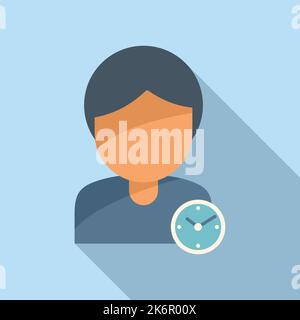 Flexible time icon flat vector. Office work. Clock hour Stock Vector