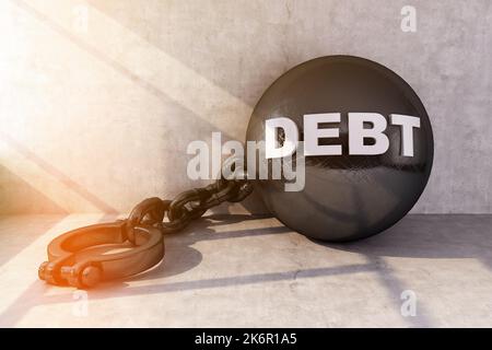 concept of release from the shackles of debt. 3d rendering Stock Photo