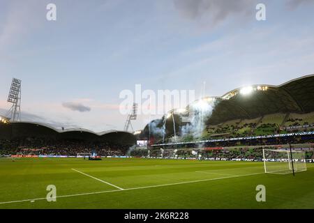 Melbourne, Victoria, Australia. 15th Oct, 2022. MELBOURNE, AUSTRALIA - OCTOBER 15: Melbourne Victory play Western Sydney Wanderers in round two of the 2022-2023 Isuze UTE A-League season at AAMI Park on 15th October 2022 (Credit Image: © Chris Putnam/ZUMA Press Wire) Stock Photo