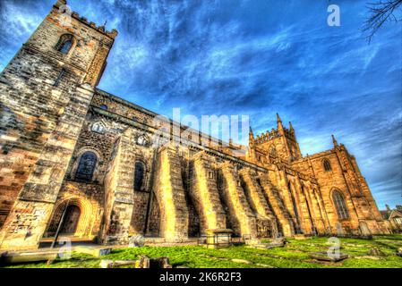 City of Dunfermline, Scotland. Artistic view of the southern façade of Dunfermline Abbey. Stock Photo