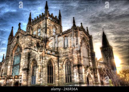 City of Dunfermline, Scotland. Artistic view of the northern façade of Dunfermline Abbey. Stock Photo