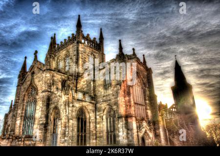 City of Dunfermline, Scotland. Artistic view of the northern façade of Dunfermline Abbey. Stock Photo