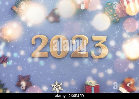 Background to New Year 2023. Beautiful Panoramic web banner Stock Photo