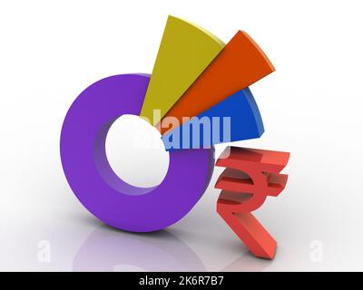 3d rendering Stock market online business concept. business Graph with indian rupee sign Stock Photo