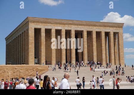 ANKARA, TURKIYE - JULY 14, 2022: People visit Anitkabir where is the mausoleum of Ataturk, the founder and first President of the Republic of Turkiye. Stock Photo