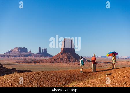 MONUMENT VALLEY, UTAH - SEPTEMBER 3, 2022: Tourists in Monument Valley Tribal Park Stock Photo
