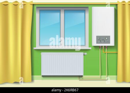 a realistic individual heating system front view Stock Vector