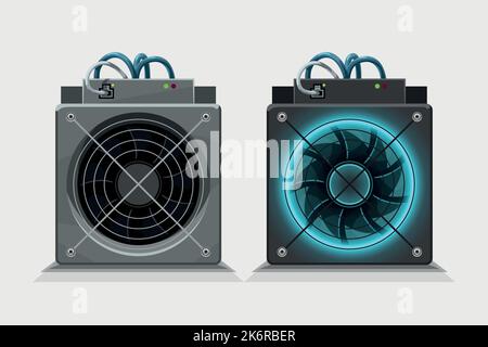 asic computers front view for mining cryptocurrency Stock Vector