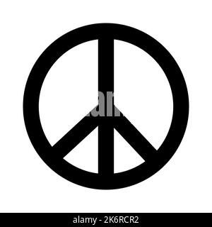 Black peace symbol thick line on a white background, vector Stock Vector