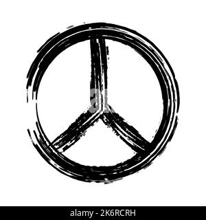 Version peace symbol painted with a brush on a white background, vector Stock Vector