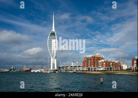 October 15 2022. Portsmouth, hampshire, UK.The Spinnaker Tower and Gunwharf Quays in Portsmouth UK Stock Photo