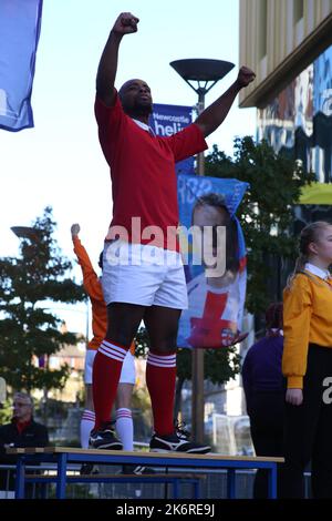 Rugby League World Cup Cultural Festival gets under way in Newcastle City Centre and at St James' Park in Newcastle upon Tyne UK, 15th October 2022, Credit:DEW/Alamy Live News Stock Photo