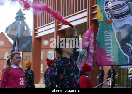 Rugby League World Cup Cultural Festival gets under way in Newcastle City Centre and at St James' Park in Newcastle upon Tyne UK, 15th October 2022, Credit:DEW/Alamy Live News Stock Photo