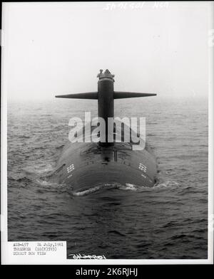 Bow View of the Nuclear-Powered Attack Submarine USS Thresher (SSN-593). Stock Photo