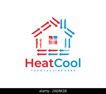 Home, house, heating, cooling and air conditioning, logo design. Construction, repair and installation of air conditioners and ventilation system Stock Vector