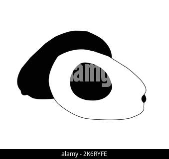 Black and white avocado vector design.Best graphic resources illustration. vector graphic design for icons and symbols and logo designing Stock Vector