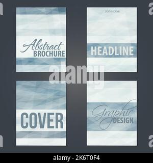 Set of minimal cover layouts with textured gray stripes for booklet, textbook or catalog. Simple vector graphic patterns. Bleed into clipping mask Stock Vector