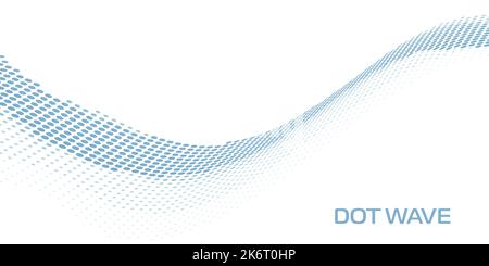 Abstract blue dot wave on white background. Simple vector graphics Stock Vector