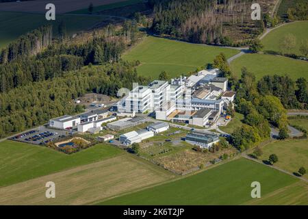 aerial view, Fraunhofer Institute for Molecular Biology and Applied Ecology, Auf dem Aberg, Grafschaft, Schmallenberg, Sauerland, North Rhine-Westphal Stock Photo