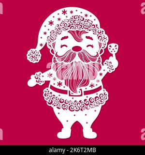 The figure of Santa Claus. Template for laser cutting. Vector Stock Vector
