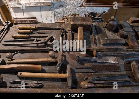 Collection of old carpenter tools Stock Photo