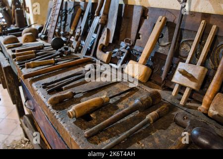 Collection of old carpenter tools Stock Photo