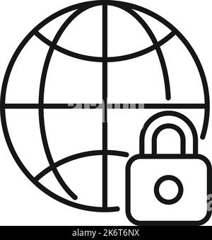 Global privacy icon outline vector. Cyber personal. Information shield Stock Vector