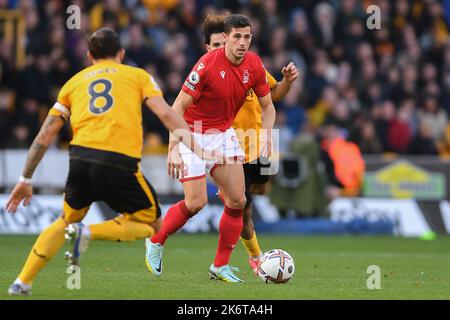 Remo Freuler of Nottingham Forest during the Premier League match between Wolverhampton Wanderers and Nottingham Forest at Molineux, Wolverhampton on Saturday 15th October 2022. (Credit: Jon Hobley | MI News) Credit: MI News & Sport /Alamy Live News Stock Photo