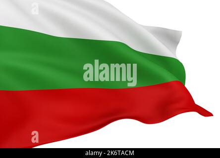 Waving Bulgarian flag isolated over white background Stock Photo