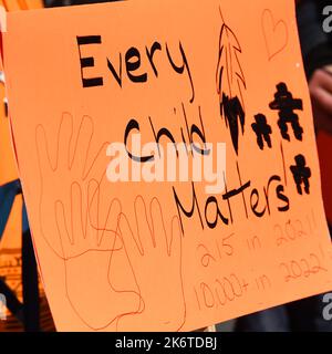 Orange Shirt Day:  “Canada’s second National Day for Truth and Reconciliation” was celebrated on September 30, 2022 in Montreal Canada Stock Photo