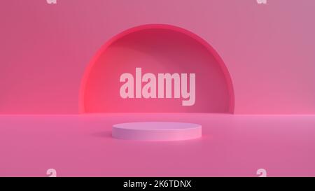 pink empty space for product showcase in 3d rendering, minimalism backdrop for beauty and fashion product showcase, isolated pink podium for presentation Stock Photo