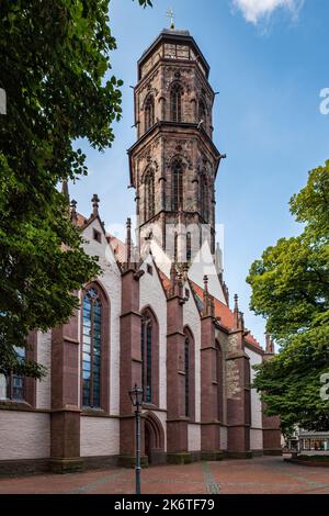 Nave and tower of St Jacobi Church in Goettingen Stock Photo