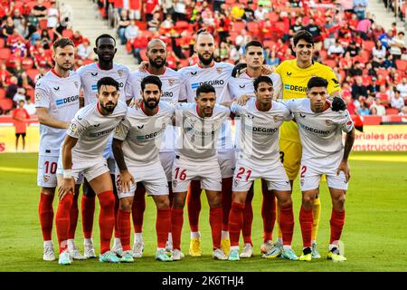 MALLORCA, SPAIN - OCTOBER 15: Sevilla CF players during the match between RCD Mallorca and Sevilla CF of La Liga Santander on October 15, 2022 at Son Moix Stadium of Mallorca, Spain. (Photo by Samuel Carreño/PxImages) Credit: Px Images/Alamy Live News Stock Photo