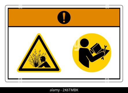 Warning Pressurized Device Read Technical Manual Before Servicing Symbol Sign On White Background Stock Vector