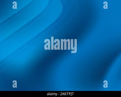 Blurred bright blue abstract background with geometric shapes in curves and parallel lines. Stock Vector