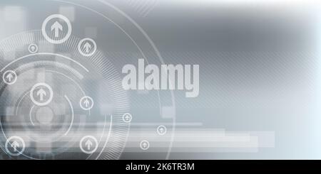 Gray scientific or medical backgrounds. Abstract background with geometric tech shapes, blurred square shapes and parallel lines in a circle, backgrou Stock Vector