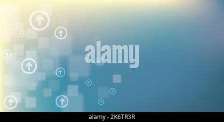 Abstract background with geometric tech shapes, blurred square shapes, arrow symbol. Background for the Internet banner. Blue scientific or medical ba Stock Vector
