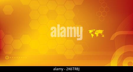 Yellow scientific or medical backgrounds. Futuristic abstract background with geometric tech shapes, dotted lines and wave lines, background for the I Stock Vector