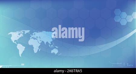 Blue scientific or medical backgrounds. Futuristic abstract background with geometric tech shapes, dotted lines and wave lines, background for the Int Stock Vector
