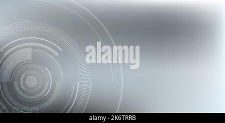 Abstract background with geometric tech shapes, parallel lines in a circle, background for the Internet banner. Gray scientific or medical background. Stock Vector