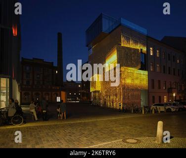 Germany, Berlin, 11. 09. 2021, Festival of Lights, Tchoban Foundation, Museum for Architectural Drawing, Christinenstrasse, Pfefferberg in the Stock Photo