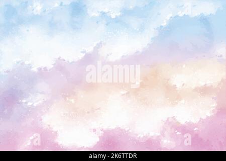 hand painted watercolor pastel sky background vector design illustration Stock Vector