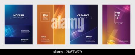 Brochure cover template design, modern abstract covers set, minimal covers design. Colorful geometric background, cover design of business flyer, and Stock Vector